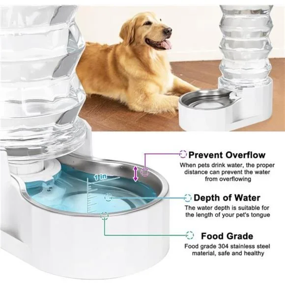Automatic Pet Waterer,100% BPA-Free, Gravity Stainless Steel Water Dispenser